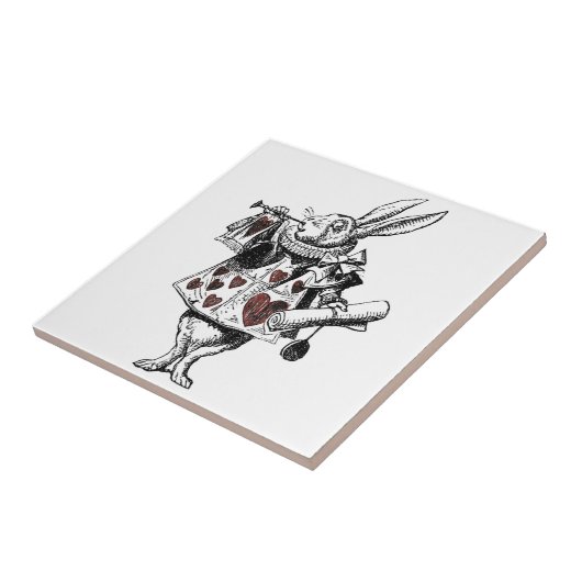 Witte konijnen van het hart - Alice in Wonderland Tegeltje (Zijkant)