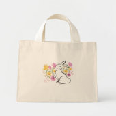 Witte konijnenbloem Waterverf Bloemen Paarse Pasen Mini Tote Bag (Voorkant)