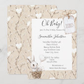 Witte konijnenharten in een mand Baby shower XOXO Kaart (Voorkant / Achterkant)