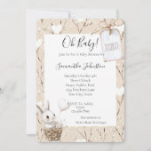 Witte konijnenharten in een mand Baby shower XOXO Kaart (Voorkant)