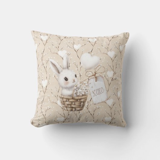 Witte konijnenharten in een mand Baby shower XOXO Kussen (Voorkant)