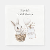 Witte konijnenharten in een mand Baby shower XOXO Servet (Voorkant)