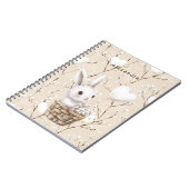 Witte konijnenharten in een mand notitieboek (Linkerzijde)