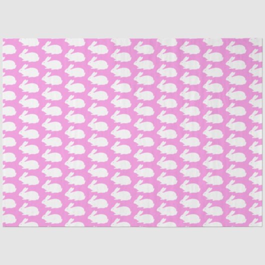 Witte konijnenpatroon op roze tissuepapier (Voorkant)