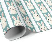Witte konijntjes strepen cadeaupapier (Rol Hoek)