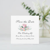 Witte Koning Protea Aquarel Bloemstuk Klassieker Save The Date (Staand voorkant)