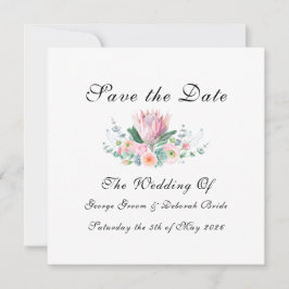 Witte Koning Protea Aquarel Bloemstuk Klassieker Save The Date