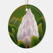 Witte koning Protea Blossom, kerstversiering Keramisch Ornament (Links)