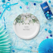 Witte Koning Protea en Orchideeën Tropische Bruilo Papieren Bordje (Feest)