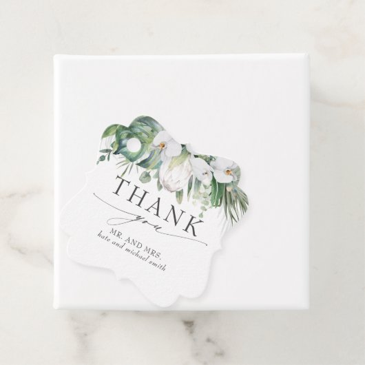 Witte Koning Protea Orchideeën Bruiloft Dank u Bedankjes Labels (In situ)