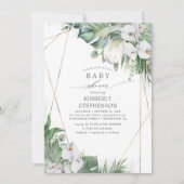 Witte koning Protea Orchids Tropisch Baby shower Kaart (Voorkant)