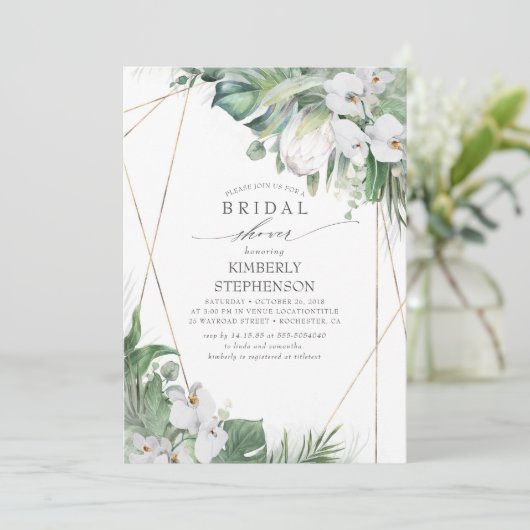 Witte koning Protea Orchids Tropisch Vrijgezellenf Kaart (Staand voorkant)