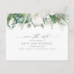 Witte Koning Protea Tropische Bloemen Save the Dat Briefkaart