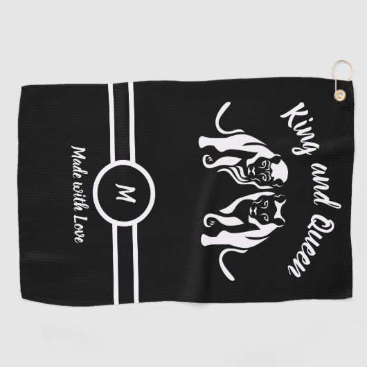 Witte Koningen en Queens Zwarte Leeuw en Leeuwin Golfhanddoek (Horizontaal)
