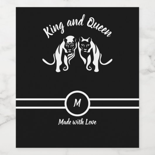 Witte Koningen en Queens Zwarte Leeuw en Leeuwin Wijn Etiket (Enkel label)