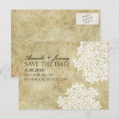  Witte Koningin Anne's Kant Save the Date Aankondigingskaart (Voorkant / Achterkant)