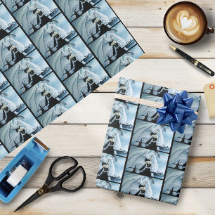 Witte Koningin Witte Draak Fantasie Cadeaupapier