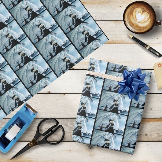 Witte Koningin Witte Draak Fantasie Cadeaupapier