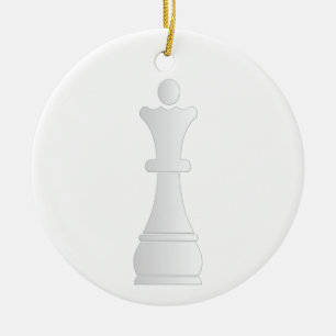 Witte koninginnenschaakstuk keramisch ornament