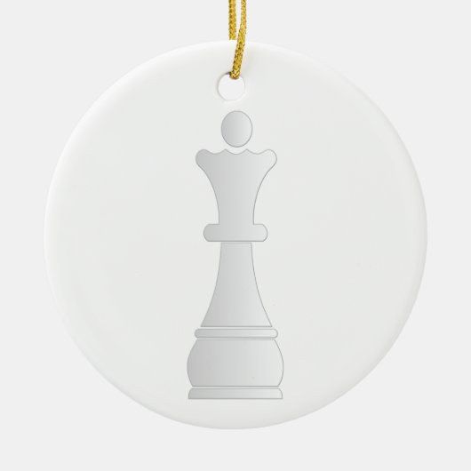 Witte koninginnenschaakstuk keramisch ornament (Voorkant)