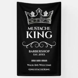Witte Koningskroon en snor Barbershop Spandoek