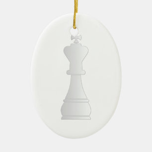 Witte koningsschaakstuk keramisch ornament