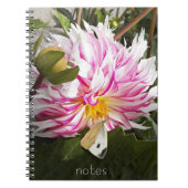Witte Kool Vlinder op Roze Dahlia Floral Notitieboek (Voorkant)