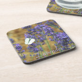 Witte koolvlinder op lavendel bier onderzetter (Linkerzijde)