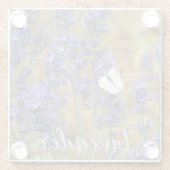 Witte koolvlinder op lavendel glazen onderzetter (Achterkant)