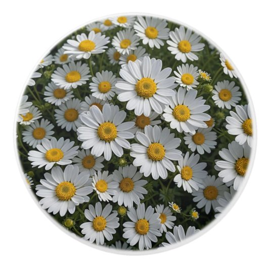 Witte Koortslip Bloemen Keramische Knop (Voorkant)