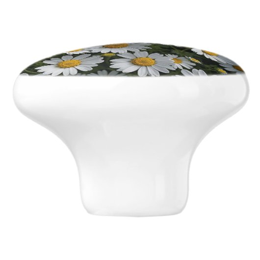 Witte Koortslip Bloemen Keramische Knop (Zijkant)