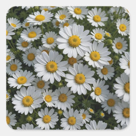 Witte Koortslip Bloemen Vierkante Sticker