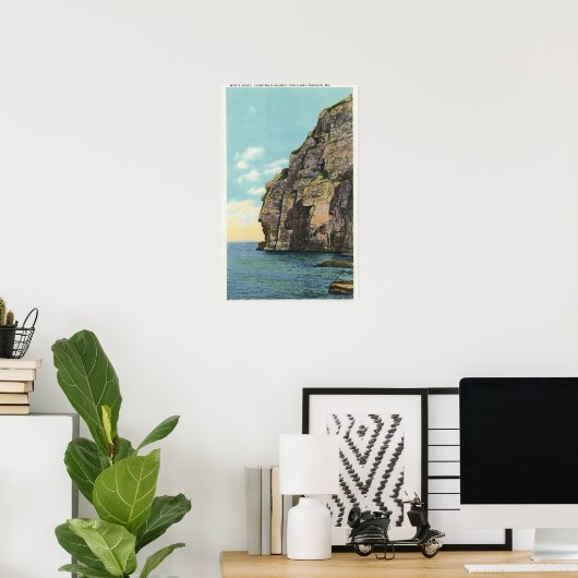 Witte kop in de haven van Portland Poster (Thuiskantoor)