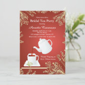 Witte kop thee uitnodiging (Staand voorkant)