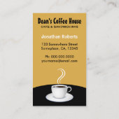 Witte kop van Stoomkoffie Zwart en Beige Cafe Visitekaartje (Achterkant)