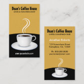 Witte kop van Stoomkoffie Zwart en Beige Cafe Visitekaartje (Voorkant / Achterkant)
