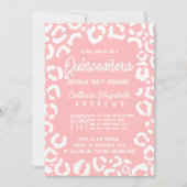 Witte Koraal Cheetah Leopard Quinceañera Foto Kaart (Voorkant)