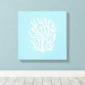 Witte koraal eco-oceaan blauw en wit canvas afdruk (Insitu (Houten vloer))