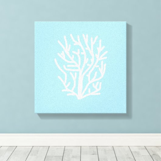 Witte koraal eco-oceaan blauw en wit canvas afdruk (Insitu (Houten vloer))