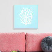Witte koraal eco-oceaan blauw en wit canvas afdruk (Insitu (Woonkamer))