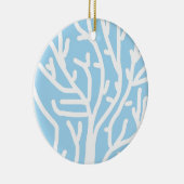 Witte koraal eco-oceaan blauw en wit keramisch ornament (Rechts)