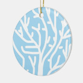 Witte koraal eco-oceaan blauw en wit keramisch ornament (Links)