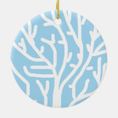 Witte koraal eco-oceaan blauw en wit keramisch ornament (Achterkant)
