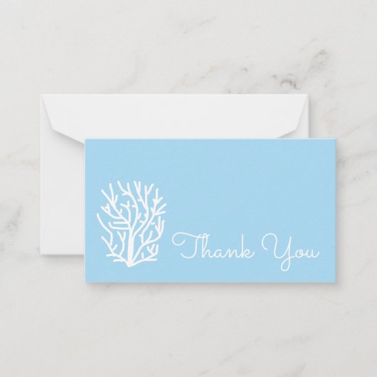 Witte koraal eco-oceaan blauw en wit notitiekaartje (Voorkant)