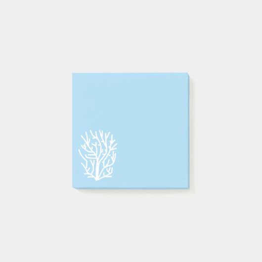 Witte koraal eco-oceaan blauw en wit post-it® notes (Voorkant)