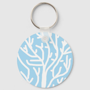 Witte koraal eco-oceaan blauw en wit sleutelhanger