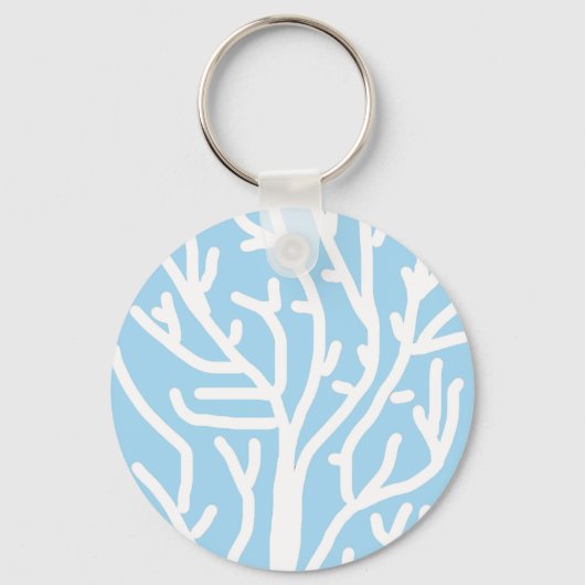 Witte koraal eco-oceaan blauw en wit sleutelhanger (Voorkant)