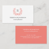 Witte Koraal Magnolia Krans Monogram  professionee Visitekaartje (Voorkant / Achterkant)