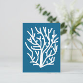 Witte koraal op blauw aquatisch leven briefkaart (Staand voorkant)