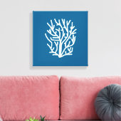 Witte koraal op blauw aquatisch leven canvas afdruk (Insitu (Woonkamer))